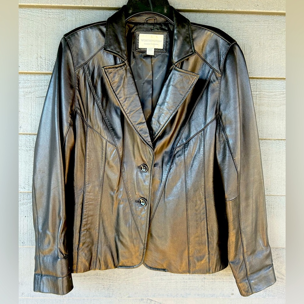 Worthington Lamb Leather Blazer Style Jacket Size L